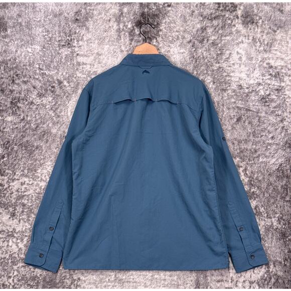 Simms Guide Fishing Shirt Large Mens Neptune Blue Long Sleeve Button - Picture 3 of 8